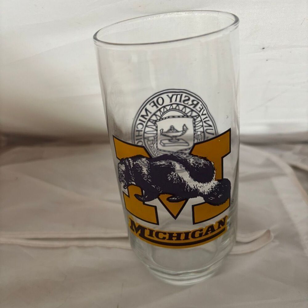 University Of Michigan Vintage Drinking Glass